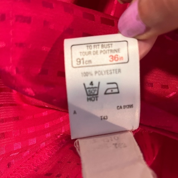 Vintage 80s Hot Pink Barbiecore Bow Tie Blouse St Michael UK Puff Shoulder Sz 14 - Picture 9 of 9